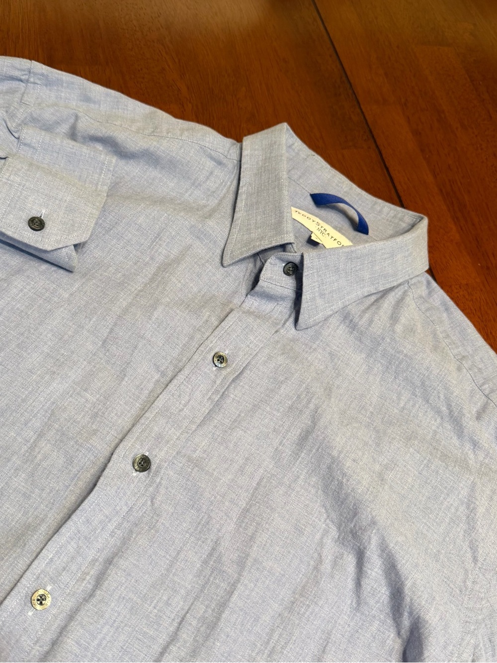 Teddy Stratford NYC Shirt Men's 6 XXL Zip Fit Button Up Blue Long Sleeve Casual